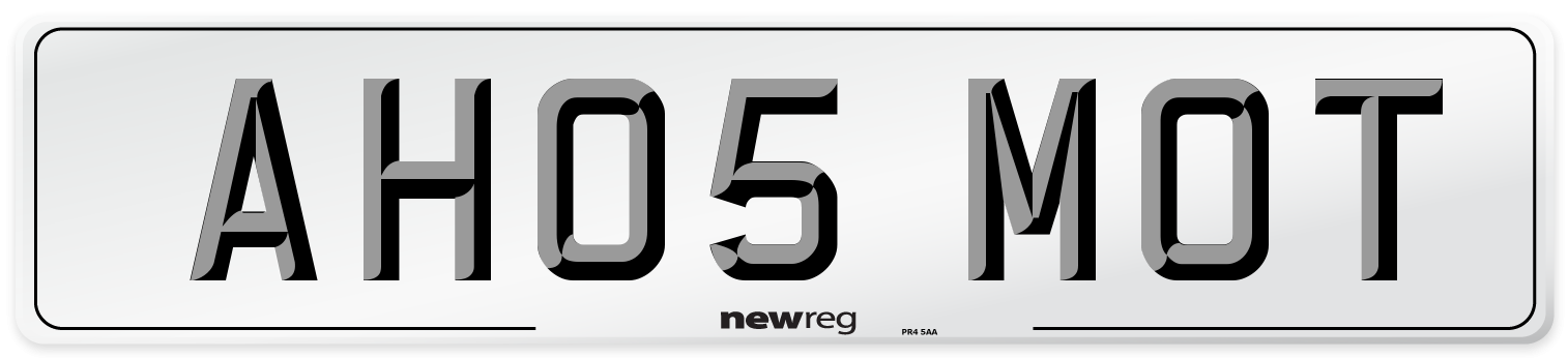 AH05 MOT Number Plate from New Reg